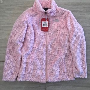 North face pink furry jacket girls